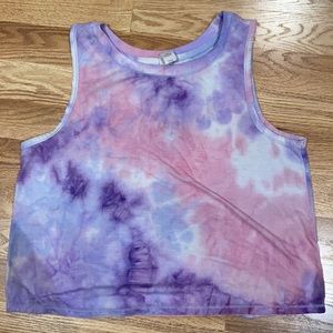 Pink and purple tye-dye athletic tank